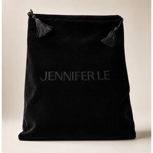 Jennifer Le Black Velvet Logo Duster Bag with Tassels 12” x 15”
